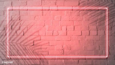 Red neon lights frame on a white brick wall mockup | premium image by rawpixel.com / HwangMangjoo Neon Frame, Pink Neon Lights, Thumbnail Background, Logo Youtube, Youtube Banner Backgrounds, Youtube Banner Design, Wall Mockup, Youtube Banner Template, Red Neon