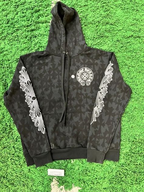 SOLD Chrome Hearts Cemetery Monogram Hoodie W/ Floral Sleeve Monogram Hoodie, Youtube Logo, Designer Streetwear, Heart Sweatshirt, Heart Top, Streetwear Mens, Floral Sleeve, Men's Tops, Chrome Hearts