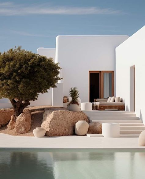 Modern Greek House, Villa Mountain, Minimalism Architecture, Greece Homes, Beauty Books, Ibiza Summer, Commercial And Office Architecture, House Outer Design, House Design Exterior