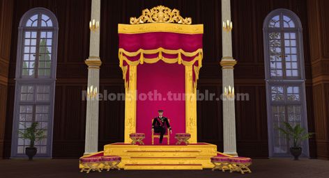 Sims 4 Throne, Sims 4 Royal, Sims 4 Couple Poses, Sims 4 Decades Challenge, Royal Throne, Mod Decor, Royal Furniture, Sims 4 Download, Throne Room