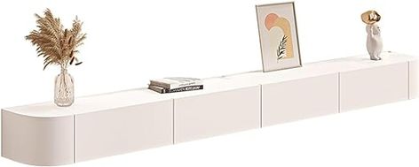 Amazon.com: Wall Shelf with Storage Floating TV Console Floating Shelf with Doors Wall Mounted Television Stands for Living Room, Bedroom (Color : A, Size : 220cm) : Home & Kitchen White Floating Tv Stand Living Rooms, White Tv Floating Unit, Modern White Floating Tv Stand, Floating Tv Console Japandi, Curved 72"floating Tv Stand, Floating Tv Console, Floating Tv Shelf, Television Stands, Modern Tv Cabinet