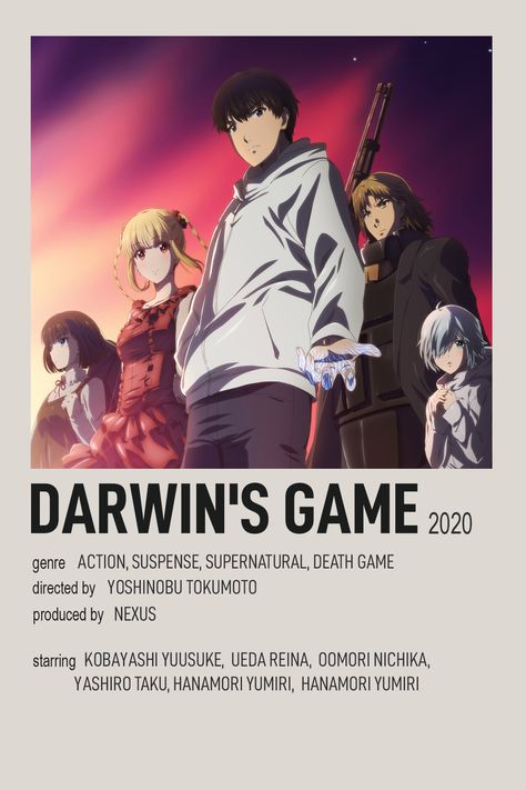 Darwins Game Poster, Darwins Game Wallpaper, Darwin's Game Wallpaper, New Anime 2023, Darwin S Game, Minimalist Anime Poster, Anime Polaroid, Anime Watchlist, Minimalist Anime