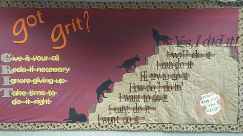 Got grit?  Growth mindset Grit Bulletin Board Elementary, Grit Bulletin Board Ideas, Grit Bulletin Board, Teaching Grit, Umbrella Project, Principal Office, Counseling Classroom, Bible Bulletin Boards, Middle School Bulletin Boards