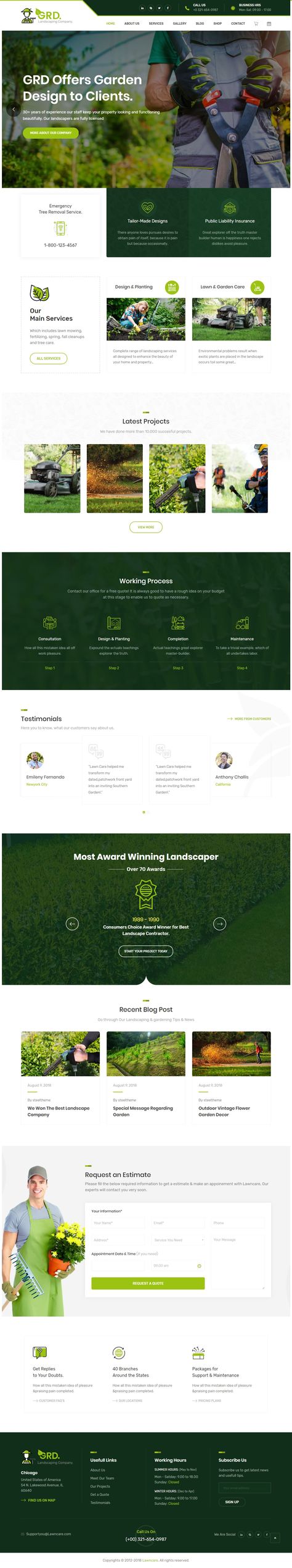 Gardening, Lawn & Landscaping WordPress Theme Wordpress Template Design, Lawn Service, Event Website, Garden Services, Website Ideas, Lawn And Landscape, Layout Architecture, Webpage Design, Landscape Services