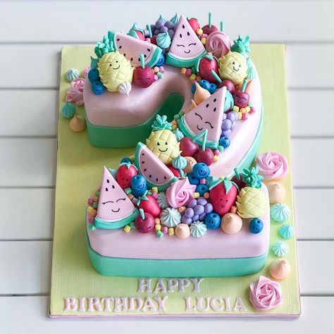 Number 2 Cakes, Tutti Fruity Party, Fruity Party, Twotti Fruity, Second Birthday Cakes, Fruit Birthday Party, Birthday Cakes For Her, Fruity Cake, Fruit Birthday