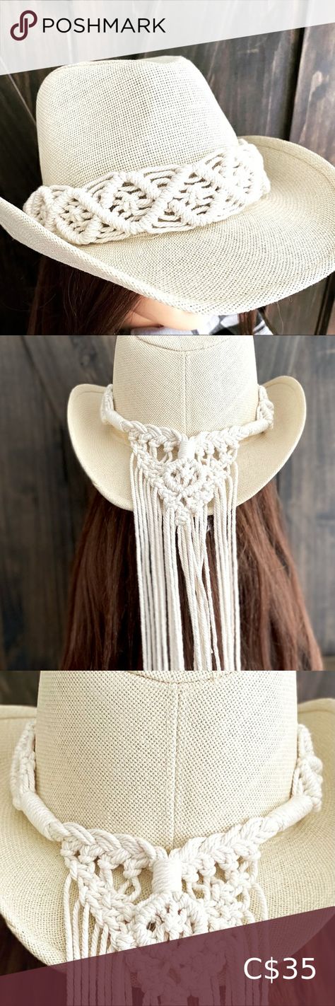 Boho Macrame HatBand Macrame Hatband, Macrame Hat Band, Macrame Hat, Boho Macrame, Hat Band, Ivory White, Floppy Hat, Macrame, Crochet Hats