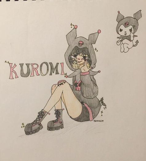 did kuromi now, whos next !!:D Kuromi Human, 2022 Art, Color Pencil Drawing, Drawing Base, Drawing Ideas, Pencil Drawings, Cute Drawings, Sketch, Humanoid Sketch