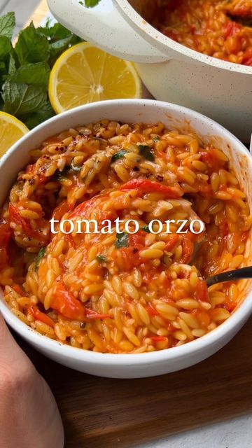 Carleigh Bodrug on Instagram: "🍅 💕✨EP 4 QUICKIES: Blistered Summer Tomato Orzo. Vegan, ready in 15 minutes, and just one pot. Grab the recipe now at PlantYou dot com. . #Orzo #Orzorecipe #orzorecipes #vegan #tomato #tomatorecipe #plantbased #plantbaseddiet #recipe #easyrecipe #onepotrecipe #quickrecipe #15minuterecipe #veganrecipe #veganfood" Orzo Vegan, Carleigh Bodrug, Tomato Orzo, Orzo Recipes, Summer Tomato, 15 Minute Meals, Tomato Recipes, Vegan Recipes Healthy, Orzo