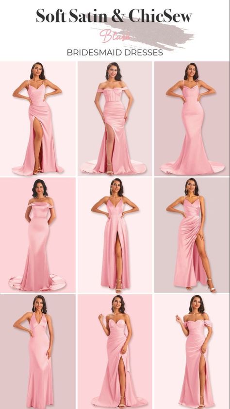 Bridesmaid Dresses Color Palette, Satin Bridesmaids, Pink Bridesmaid Dresses Long, Braidsmaid Dresses, Green Quince, Pink Quince, Blush Pink Bridesmaid Dresses, Dresses Lavender, Bridesmaid Dresses Satin