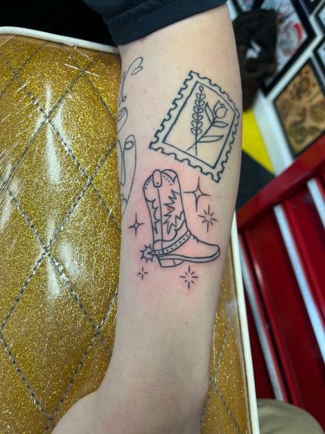 Fineline Cowboy Boot Tattoo, Traditional Cowboy Boots Tattoo, Fine Line Cowboy Boot Tattoo, Cowboy Boot Tiny Tattoo, Cowgirl Boots Tattoo, Cowboy Boot Stamp Tattoo, Cowgirl Boot Tattoo, Cowboy Boots Tattoo, Boots Tattoo