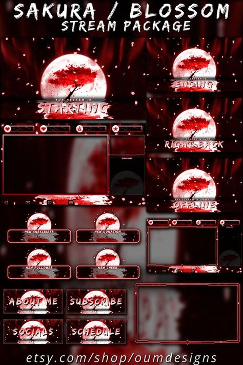 Twitch Panels Free, Channel Ideas, Japanese Sakura, Stream Overlay, Twitch Overlay, Twitch Channel, Blossom, Presentation, Software