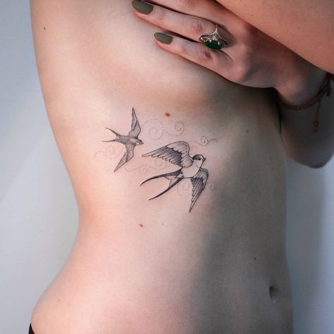 Tats • Instagram Swallow Bird Tattoo, Bird Tattoo Ribs, Swallow Bird Tattoos, Tattoo Ribs, Tattoo Mom, Cage Tattoos, Bird Tattoo Wrist, Black Bird Tattoo, Rib Tattoos For Women