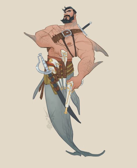 ArtStation - Mermay 2017, David Ardinaryas Lojaya David Ardinaryas Lojaya, David Ardinaryas, Leather Daddy, Male Mermaid, Mermaids And Mermen, Mermaid Art, Character Design References, Creature Design, A Drawing