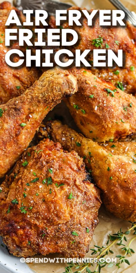 Fried Chicken Legs, Air Fryer Fried Chicken, Making Fried Chicken, Air Fried Food, Air Fryer Oven Recipes, Buttermilk Fried Chicken, Air Fry Recipes, Air Fried Chicken, Southern Fried Chicken