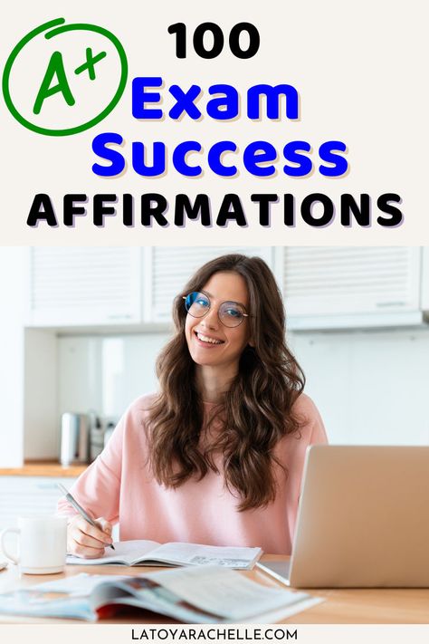 text reads - a+, 100 exam success affirmations Exam Affirmations, Study Affirmations, Manifest Good Grades, Exam Prayer, How To Pass Exams, Exam Success, Exam Motivation, Top Marks, Test Day