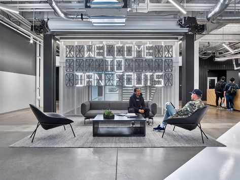 Nike Office, Exposed Ceilings, Open Ceiling, Bike Room, Building Renovation, Booth Seating, Office Floor, Workplace Design, Office Interior Design