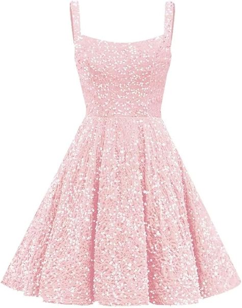 Pink Sparkly Short Dress, Cute Dresses For 13, Sparkly Short Dress, Pink Sparkly Dress, Prom Dress With Pockets, Homecoming Dresses For Teens, Sequin Homecoming Dress, Pink Dress Short, Dresses Flowy