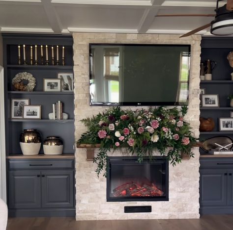 Bookshelves Next To Fireplace, Built In Bookcases, Fireplace Inspiration, Painting Bookcase, Floor To Ceiling Bookshelves, Old Fireplace, Floor To Ceiling, Brick Fireplace, Stone Fireplace