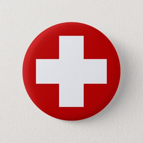 Swiss Red Cross Emergency Roundell Pinback Button - Switzerland gift idea Swiss Flag, Military Aviation, Pinback Button, Houston Astros Logo, Red Cross, Wedding Pinterest, Creative Space, Buttons Pinback, Pale Blue