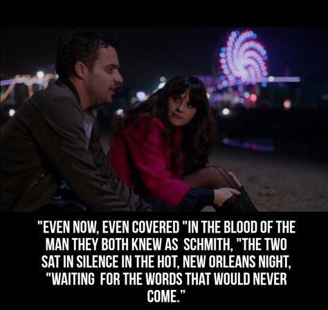 New Girl - The Pepperwood Chronicles 6x22 Nick and Jess #New_Girl The Pepperwood Chronicles, Pepperwood Chronicles, Nick And Jess, Jessica Day, Nick Miller, New Girl, New Orleans, The Man, Two By Two