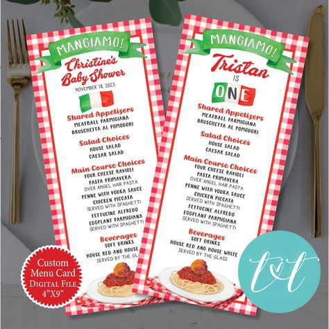 Meatball Parmigiana, Penne Vodka Sauce, Holy Cannoli, Pasta Party, Custom Menu, Appetizer Meatballs, Event Menu, House Salad, Cheese Ravioli