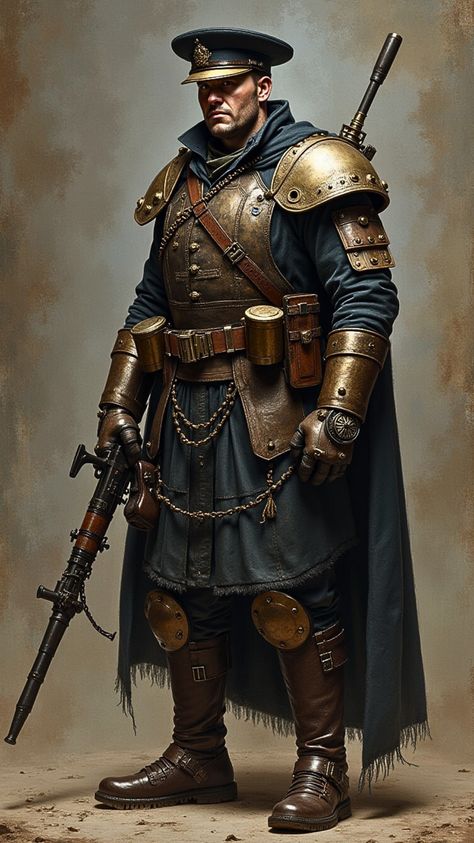 #steampunk #fantasy #fantasyart Dieselpunk Airship, Necromunda Art, Steampunk General, Steam Punk Character Design, Steampunk Art Characters, Steampunk Soldier, Victorian Character Art, Trench Crusade, Steampunk Elf