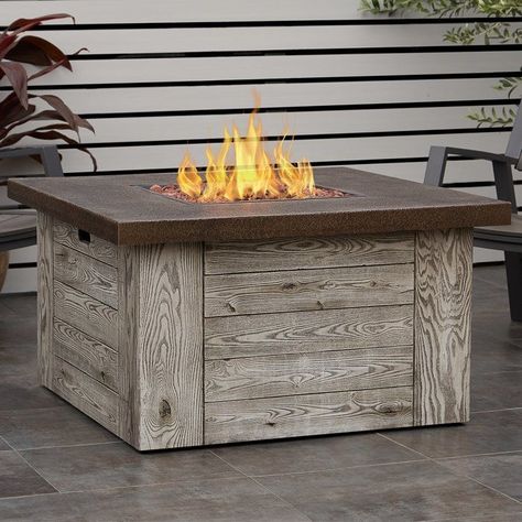 Forest Ridge Concrete Propane Outdoor Fireplace Outside Fire Pits, Fire Pit Materials, Cool Fire Pits, Propane Fire Pit Table, Gas Fire Table, Gas Fire Pit Table, Real Flame, Propane Fire Pit, Diy Fire Pit