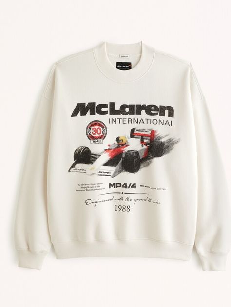 McLaren Graphic Crew Sweatshirt Off White Mens, Selling Clothes, Crew Sweatshirts, Vintage Sweatshirt, Long Sleeve Sweatshirts, American Apparel, Fleece Fabric, Abercrombie Fitch, Cool Shirts