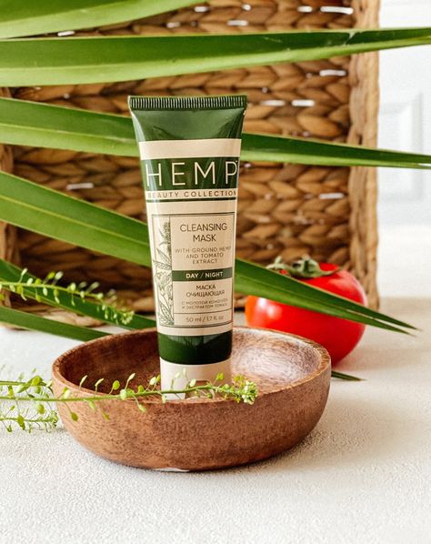 CLEANSING MASK WITH GROUND HEMP AND TOMATO EXTRACT #3010 50 ml. The natural secret of youth revealed! HEMP BEAUTY COLLECTION line products are designed to maintain beautiful and healthy skin at any age. They are based on cold-pressed hemp oil, rich in polyunsaturated fatty acids, vitamins, as well as specially selected active ingredients. Directions for use: Apply the mask in a thick layer, avoiding the area around the eyes. Leave for 15-20 minutes and rinse with warm water. Then apply the cr... Skincare Branding, Cleansing Mask, Cosmetics Brands, Hemp Oil, The Mask, Beauty Collection, Facial Masks, Product Photography, The Natural