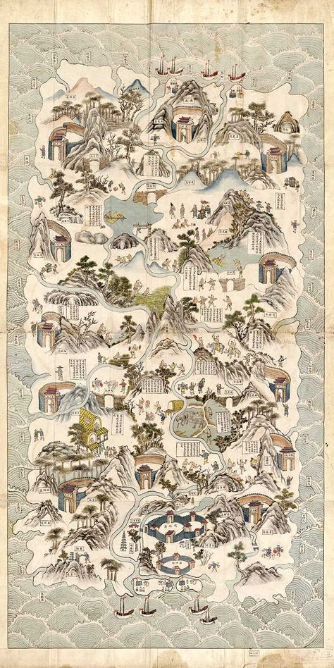 China Map Illustration, Dungeon Map, Map Of China, Cartography Map, Map Ideas, China Map, Pictorial Maps, Ancient Maps, Map Globe