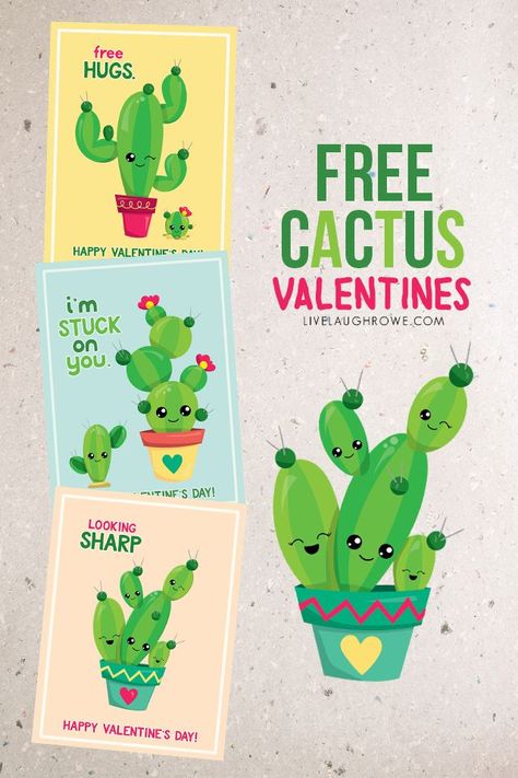 I'm stuck on you, friend! One of three fun (and free) printable cactus valentines. livelaughrowe.com Cactus Puns, Valentines Arrangements, Cactus Valentine, Cactus Cards, Sorority Room, Pun Cards, Kindergarten Valentines, Mailbox Ideas, Punny Valentines