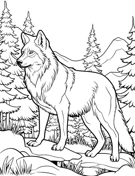 Wolf Coloring Pages Free Printable, Adult Coloring Book Pages Free Printable, Animal Coloring Pages Free Printable, Wolf Coloring Pages, Forest Coloring Pages, Shark Coloring Pages, Bunny Coloring Pages, Pumpkin Coloring Pages, Spring Coloring Pages