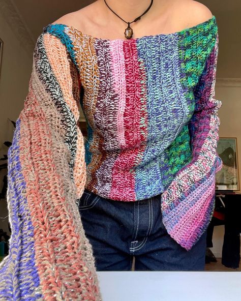 garn gutterne | //SOLD// • Crochet sweater made of second hand yarn, can be worn both ways🍎 Fits an size S-L DM to buy #yarnspiration #crochet… | Instagram Tunisian Crochet Sweater, Crochet Sweater Outfit, Crochet Instagram, Winter Crochet, Scrap Yarn, Yarn Sweater, Crochet Business, Crochet Cross, Crochet Vest