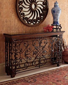 Wrought iron foyer table Wrought Iron Console Table, Tuscany Decor, Iron Console, Wrought Iron Furniture, Iron Console Table, Wrought Iron Decor, Wrought Iron Table, Hallway Console, Tuscan Design