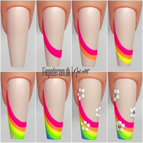 Kylie Nails, Gel Nail Art Designs, Nail Art For Beginners, Nail Art Designs Diy, Fancy Nails Designs, Nail Art Videos, Bright Nails, Nail Shop, Manicure Y Pedicure