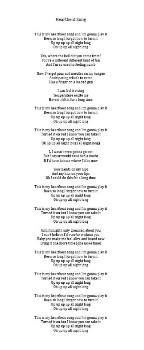 Heartbeat song lyrics Unused Song Lyrics, Free Song Lyrics, Lovely Lyrics, The Biggest Loser, Sing Song, Biggest Loser, Happiness Project, Singing Time, Love This Song