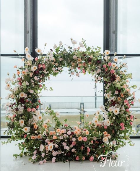 Round Flower Arch Wedding, Moongate Wedding, Round Floral Arch, Flower Arch For Wedding, Artificial Flower Arch, Arch For Wedding, Round Wedding Arch, Wedding Pergola, Circle Arch