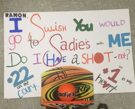 Sadie Hawkins Basketball Proposal Basketball Formal Posters, Basketball Sadies Poster, Cute Sadie Hawkins Proposals, Hoco Poster Ideas Basketball, Basketball Promposals, Sadie Hawkins Proposals Basketball, Sadie’s Proposal Ideas Basketball, Turnabout Proposal Ideas, Basketball Sadies Proposals