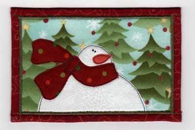 Annie’s Musings: Christmas Fabric Postcards Postcard Quilts, Quilted Postcards, Christmas Stitchery, Snowman Fabric, Seasonal Quilts, Quilted Cards, Embroidery Quilt, Snowman Quilt, Hissy Fit