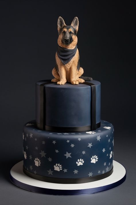 Delightful Cakes for German Shepherd Birthdays - Fetch These Ideas! German Shepherd Birthday Cake, German Shepherd Cake, Dog Cake Design, German Shepherd Birthday, Creative Cake Ideas, Puppy Birthday Cakes, Barbie Dress Cake, Dog Birthday Cake, Fondant Animals