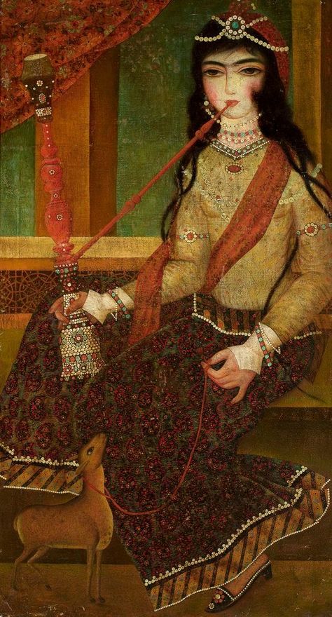 qajar Iranian Art Paintings, Qajar Dynasty, Persian Princess, Persian Women, Persian Calligraphy Art, Middle Eastern Art, Persian Art Painting, Persian Fashion, Persian Miniature