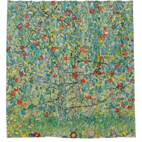 Apple Tree Gustav Klimt Shower Curtain Gender: unisex. Age Group: adult. Klimt Flower Garden, Garden Shower Curtain, Painted Portraits, Garden Shower, Dream Bathroom, Portraits From Photos, Animal Skulls, Apple Tree, Gustav Klimt