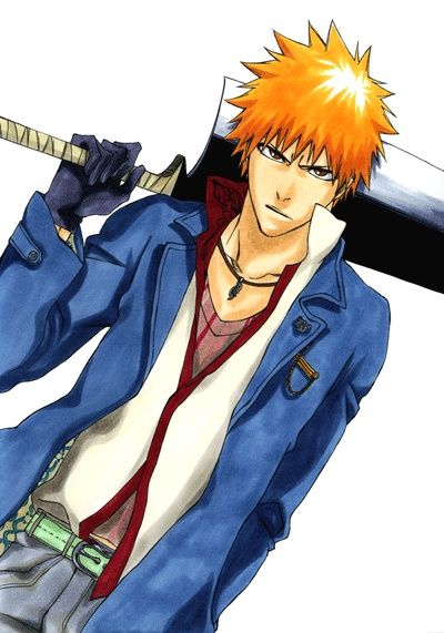 Ichigo "Strawberry" Kurosaki 174 cm 61 KG Blood type: AO D.O.B. July 15th °likes slim fit shirts and pants °likes chocolate and karashi mentaiko °favorite celebrities are Mike ness and Al pacino °person he respects most is Walliam Shakespare 15 years old Hair: orange eye: Brown Occupation: High school Student/Soul Reaper Ichigo Kurosaki Wallpaper, Ichigo Manga, Rukia Bleach, Ichigo Y Rukia, Ulquiorra Cifer, Byakuya Kuchiki, Bleach Anime Ichigo, Orihime Inoue, Bleach Anime Art