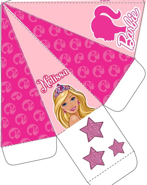 Barbie Box Template, Barbie Sofia, Popcorn Box Template, Christmas Stickers Printable, Barbie Decorations, 4de Verjaardag, Aladdin Party, Barbie Party Decorations, Barbie Birthday Cake