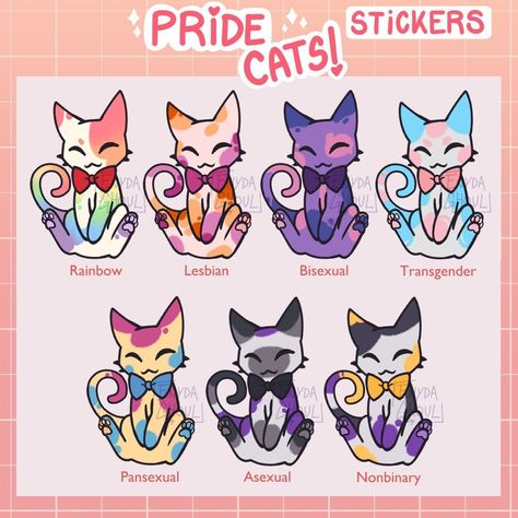 ✨Happy Purride! ✨🏳️🌈 Show with pride your colors with these cute colorful kitties! Size 2.5''/ 6.3cm Vinyl and Holographic broken glass effect. #stickers #crafting #DIY #planneraddict #stationerylove Cute Lgbtq Art, Nice Opinion One Small Issue, Lgbtq Pride Wallpaper, Subtle Bi Wallpaper, Lgbtq Pride Art, Lgbtq Humor, Lgbtqia Art, Pride Animals, Lgbt Sticker