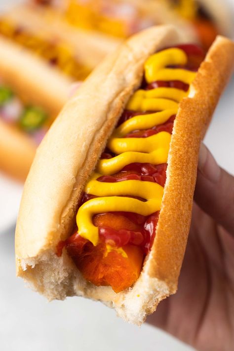 Craving a hot dog? These vegan carrot dogs are perfect for your BBQs and cookouts with friends. 3 methods included: quick, overnight, and Instant Pot! Carrot Hot Dogs Vegan, Vegan Carrot Hot Dog Recipe, Carrot Hot Dog, Carrot Hot Dogs, Vegan Cookout, Hot Dog Recipe, Vegan Nachos Cheese, Carrot Dogs, Vegan Instant Pot Recipes