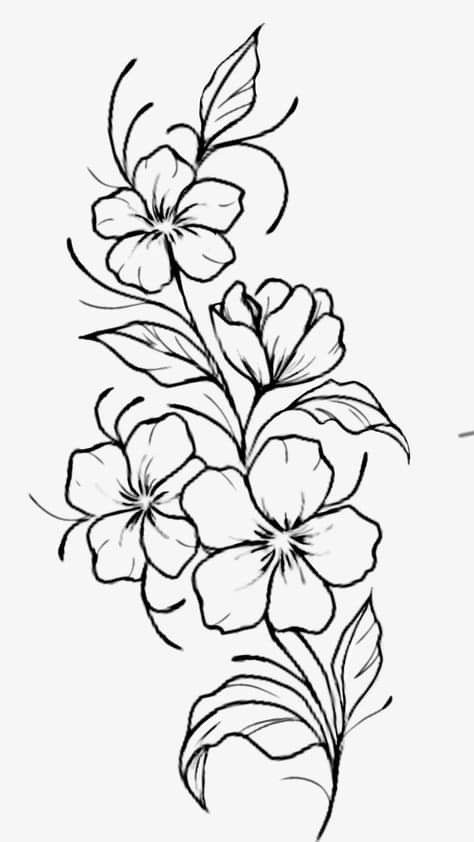 Flowers Art Drawing, Dupatta Painting, Floral Drawings, Vine Drawing, Wildflower Drawing, Easy Flower Drawings, Flower Tattoo Drawings, Flower Pattern Drawing, Embroidery Product