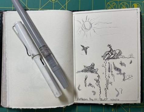 Inktober Day 20
Bluff
Pen and Ink Sketch of a cowboy and his horse skidding to a stop at the top of a bluff, overlooking another cliff that has a nesting eagle who's a bit annoyed at the disturbance above.  There is a hazy sun overhead and another eagle flying over to investigate. People Playing Cards, Sketching People, James T Kirk, Sore Loser, New Star Trek, Player Card, Arches Paper, Texas Holdem, Beastie Boys