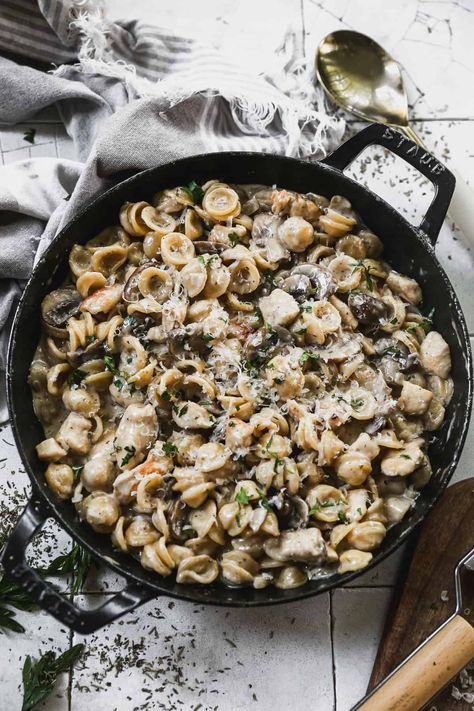 This creamy Chicken Marsala Pasta recipe has tender chicken with sautéed mushrooms and bite-size pasta in a flavorful sauce. It's ready to serve in just 30 minutes and will become a new staple in your rotation! Mushroom Marsala Pasta, Chicken Marsala Pasta Recipe, Best Chicken Marsala, Easy Chicken Marsala, Chicken Marsala Pasta, Creamy Chicken Marsala, Marsala Pasta, Mushroom Marsala, Chicken Casserole Recipes Healthy