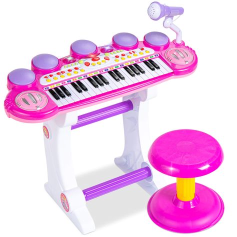 PRICES MAY VARY. INTERACTIVE LIGHTS AND SOUNDS: This 37-key kid's keyboard lights up as your child plays with 8 different instrument sounds such as piano, violin, and more and even comes with a working microphone 8 DEMO MODES: Switch between 8 rhythms including slow rock, rock, disco, blues, samba, and more for fun ways to play along ASSISTED LEARNING: Learning is easy for toddlers with stickers placed above the keys; they'll create a tune as they follow the stickers MULTIPLE SOUNDS: Mix it up w Kids Instruments, Electric Keyboard, Toy Piano, Princess Toys, Electronic Musical Instruments, Piano Keyboard, Animal Sounds, Keyboard Piano, Interactive Toys